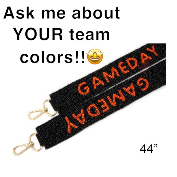 Red/Black Seed Bead Football Embossed Bag Strap. - Picture 1 of 3